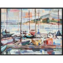 Paragon 15421 - Leschi Evening Canvas, Blue, Black Frame Color, 49"W 15421