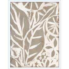 Paragon 15685 - Mudcloth Foliage I Framed Art, Beige, White Frame Color, 38"W 15685