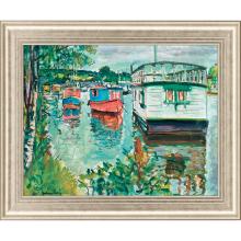 Paragon 15725 - House Boats Framed Art, Turquoise, Silver Frame Color, 47"W 15725