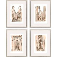 Paragon 15733 - Blush Architecture Framed Art, Set of 4, Pink, Silver Frame Color, 20"W 15733