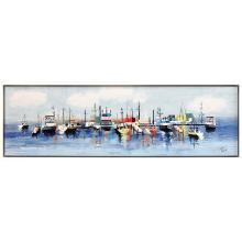 Paragon 15815 - Marina in the Fog Canvas, Blue, White Frame Color, 50"W 15815