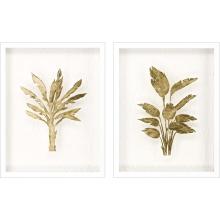 Paragon 22523 - Golden Palm I Framed Art, Set of 2, Gold Leaf, White Frame Color, 22"W 22523