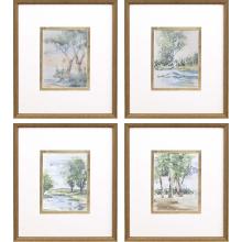 Paragon 22560 - Along the Way I Framed Art, Set of 4, Blue, Gold Frame Color, 17"W 22560