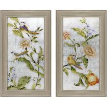 Paragon 22576 - Birds in Paradise Framed Art, Set of 2, Green, Silver Frame Color, 22"W 22576