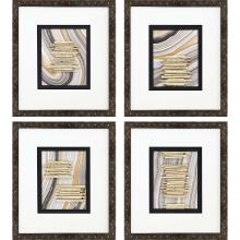 Paragon 22603 - Staccato Framed Art, Set of 4, Gold Leaf, Brown Frame Color, 18"W 22603