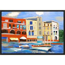 Paragon 22662 - Coast of Capri I Canvas, Blue, Red, Beige, Black Frame Color, 38"W 22662