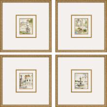 Paragon 2829 - Fountains I Framed Art, Set of 4, Brown, Gold Frame Color, 16"W 2829