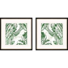 Paragon 31016 - Kelly Ikat I Framed Art, Set of 2, Green, Black Frame Color, 26"W 31016