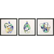 Paragon 31022 - Picasso Vase Framed Art, Set of 3, Blue, Black Frame Color, 18"W 31022