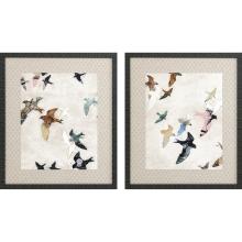 Paragon 31027 - Abstract Birds Framed Art, Set of 2, Blue, Black Frame Color, 24"W 31027