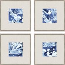 Paragon 31056 - Marbleized Framed Art, Set of 4, Blue, Silver Frame Color, 22"W 31056