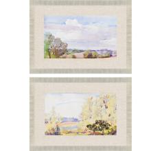 Paragon 4213 - Placid/Repose Framed Art, Set of 2, Blue, Yellow, Gold Frame Color, 34"W 4213