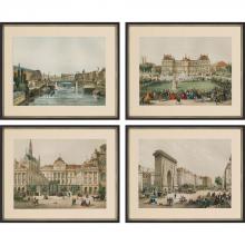 Paragon 4821 - Europe View Framed Art, Set of 4, Gray, Black Frame Color, 22"W 4821