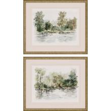 Paragon 6545 - Wooded Stream Framed Art, Set of 2, Green, Gold Frame Color, 24"W 6545