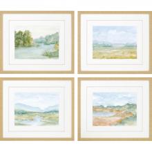 Paragon 7043 - Watercolour Framed Art, Set of 4, Green, Gold Frame Color, 27"W 7043