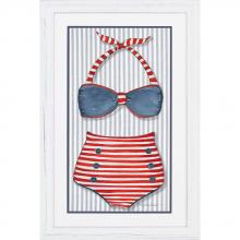 Paragon 7776 - Vintage Swimsuit 1 Framed Art, Red, White Frame Color, 29"W 7776