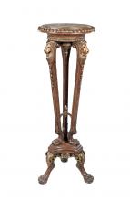 Maitland-Smith 8101-23 - Lion Pedestal Table, Egyptian Brown, Snakeskin Stone Top, 20"W 8101-23