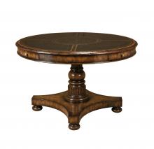 Maitland-Smith 8101-31 - Exeter Game Table, Frontier Mahogany, Black Angus Leather Top, Pompeian Brass Accents