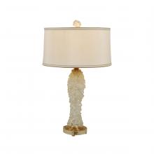 Maitland-Smith 8104-17 - Rock Table Lamp, 1-Light, Crystal, Amber, Brass, Glass Base, White Silk Shade, 31"H 8104-17