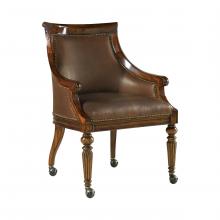 Maitland-Smith 8107-43 - Swank Game Chair, Aged Regency Mahogany, Chocolate Leather, 27"W 8107-43