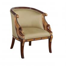 Maitland-Smith 8109-43 - Swan Armchair, Mahogany, Neutral Fabric, Gold Leaf Accents, 34"H 8109-43