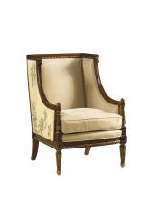 Maitland-Smith 8110-43 - Floral Accent Chair, Jacarta Sand Leather Upholstery, 43"H 8110-43