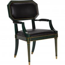 Maitland-Smith 8115-43 - Palagonia Office Chair, Galileo Black Leather, Green Malachite, Brass Accents, 34"H 8115-43