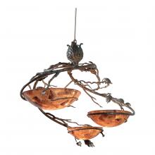 Maitland-Smith 8118-19 - Radiant Chandelier, 3-Light, Verdigris, Brass, Penshell Inlaid Bowls, 42"W 8118-19