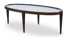 Maitland-Smith 8137-33 - Winthrop Cocktail Table, Dark Walnut, Desert Tan Top, 56"W 8137-33