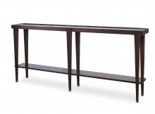 Maitland-Smith 8153-34 - Winthrop Console Table, Dark Walnut, Desert Tan Top, 72"W 8153-34