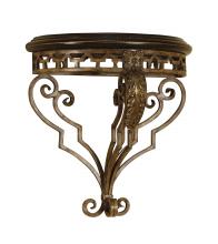 Maitland-Smith 8155-14 - Florentine Wall Bracket, Iron, Antique Brown Leather, Brass Accents, 14"W 8155-14