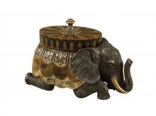 Maitland-Smith 8164-11 - Kneeling Elephant Box, Dark Bronze,  Verdigris, 13"W 8164-11