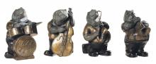 Maitland-Smith 8209-10 - Frog Band Sculpture, Set of 4, Antique Brass, Verdigris & Bronze Accents, 10"W 8209-10