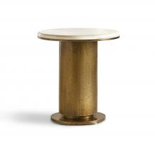 Maitland-Smith 8377-32 - Halo Side Table, White Marble Top, Satin Brass, 22"H 8377-32