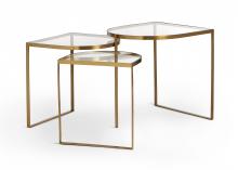 Maitland-Smith 8383-32 - Clover Nesting Table, Satin Brass, Glass Top, 25"W 8383-32