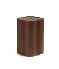 Maitland-Smith 8396-30 - Meditation Side Table, Brown Leather, Brown-Tinted Mirror Top, 20"H 8396-30