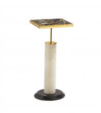 Maitland-Smith 8399-30 - Aquarius Side Table, Brass, White, Black Granite Base, 24.25"H 8399-30