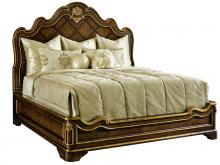 Maitland-Smith 88-0111 - Aria Panel Bed, King, Mahogany, Aged Gold Trim, 88"W 88-0111