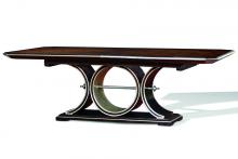 Maitland-Smith 88-0221 - Bolero Dining Table, Contemporary Havana & Bombay Beech Wood, Deco Silver Trim, 126"W 88-0221