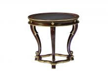 Maitland-Smith 88-0304 - Majorca End Table, Mahogany, Polished Madeira Marble Top, Venetian Gold Trim, 31"W 88-0304