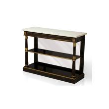 Maitland-Smith 89-0104 - Eclipse Console Table, Ivory Top, Ebony, Mirror Back, Brass Accents, 48"W 89-0104