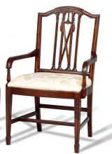 Maitland-Smith 89-0205 - Ox Armchair, Mahogany , Cream, 37"H 89-0205