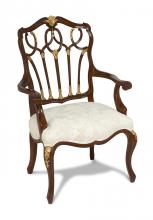 Maitland-Smith 89-0206 - Gothic Armchair, Wood, Off-White Seat, 41"H 89-0206