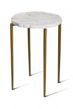 Maitland-Smith 89-0410 - Fossil Top Accent Table, Antique Gold, White Stone Top, 17"W 89-0410