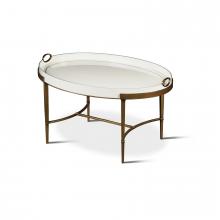 Maitland-Smith 89-0608 - Frost Cocktail Table, Antique Gold, Frosted Glass Top, 38"W 89-0608