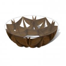 Maitland-Smith 89-0609 - Honeycomb Cocktail Table, Walnut, Glass Top, 47.5"W 89-0609