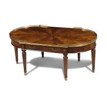 Maitland-Smith 89-0612 - Starboard Cocktail Table, Walnut, Brass Accents, 48"W 89-0612