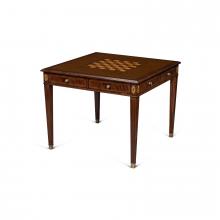 Maitland-Smith 89-0902 - Hopkins Game Table, Mahogany , Antique Brown Leather, 38"W 89-0902