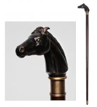 Maitland-Smith 89-1608 - Horse Walking Stick, Walnut, Brass, 4.6"W 89-1608