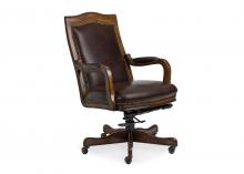 Maitland-Smith RA1015ST-DUB-CHE - Grady Office Chair, Dublin Chestnut Brown Leather, Wood, 40"H RA1015ST-DUB-CHE